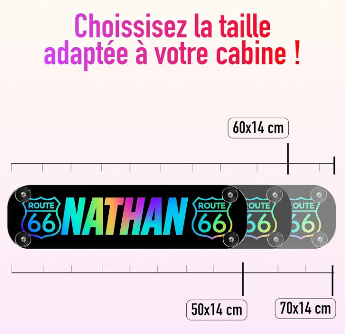 Plaque lumineuse camion personnalisée LED RGB avec prénom et logo