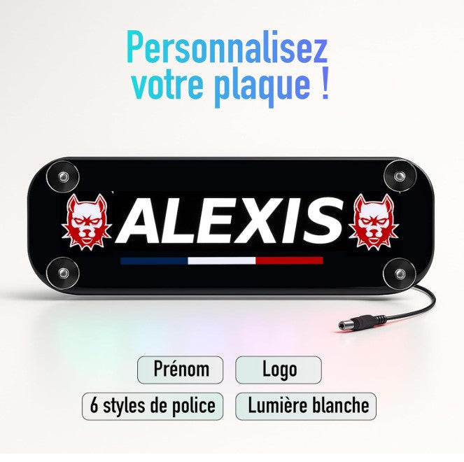 Plaque lumineuse personnalisée pour camion  Prénom et logo