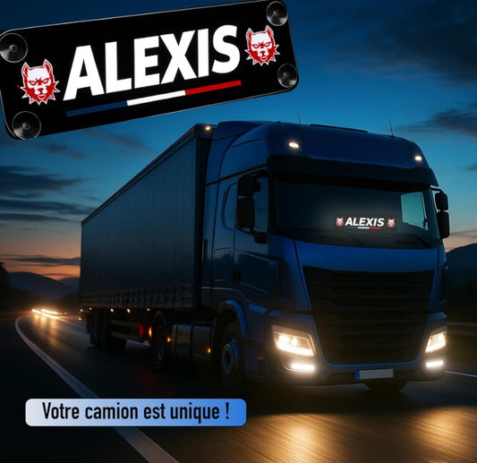 Plaque lumineuse personnalisée pour camion  Prénom et logo
