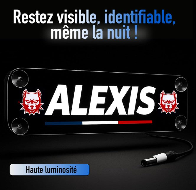 Plaque lumineuse personnalisée pour camion  Prénom et logo