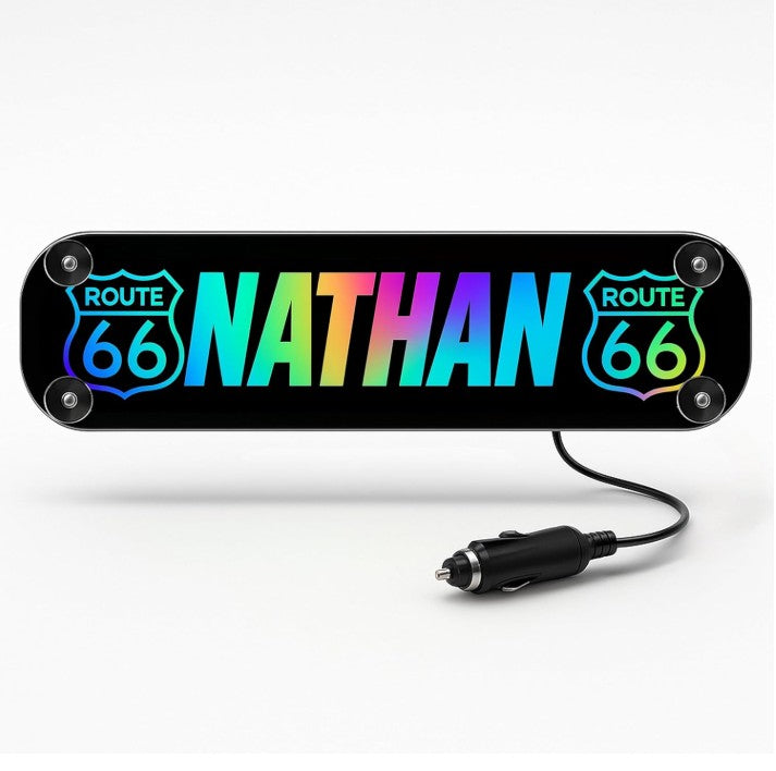 Plaque lumineuse camion personnalisée LED RGB avec prénom et logo