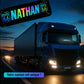 Plaque lumineuse camion personnalisée LED RGB avec prénom et logo