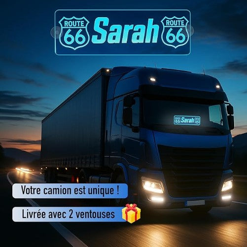 Plaque lumineuse personnalisée avec gravure et logo pour camion