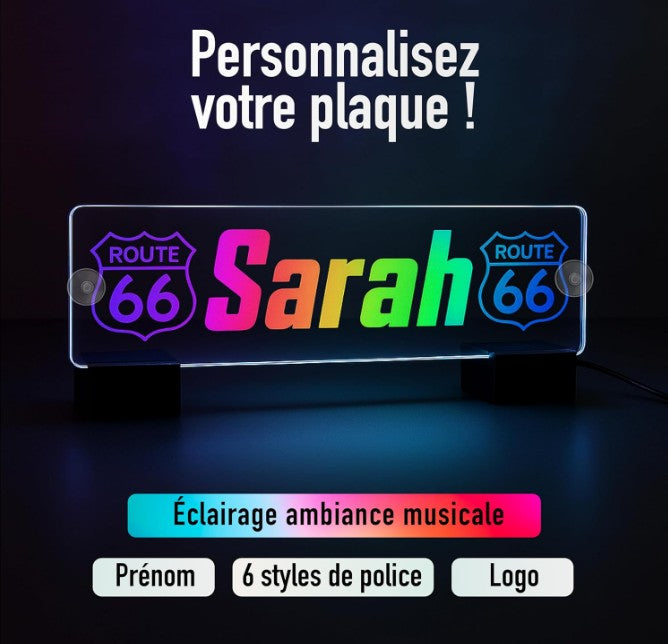 Plaque lumineuse personnalisée avec gravure et logo pour camion