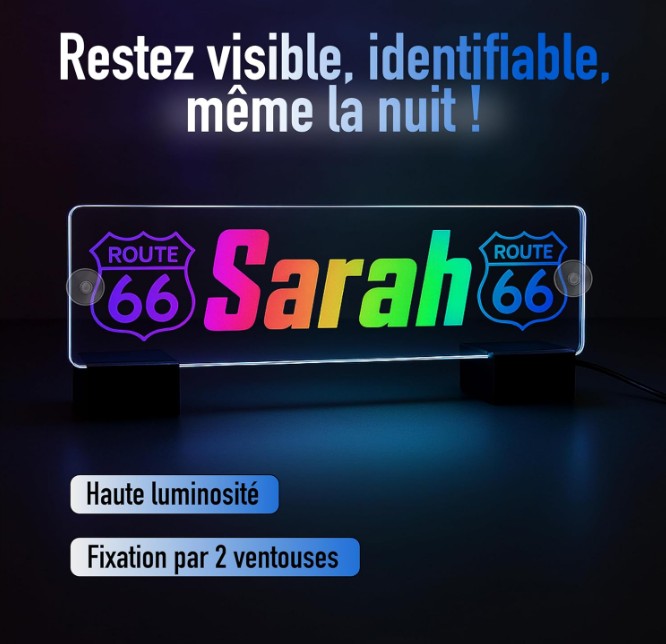 Plaque lumineuse personnalisée avec gravure et logo pour camion
