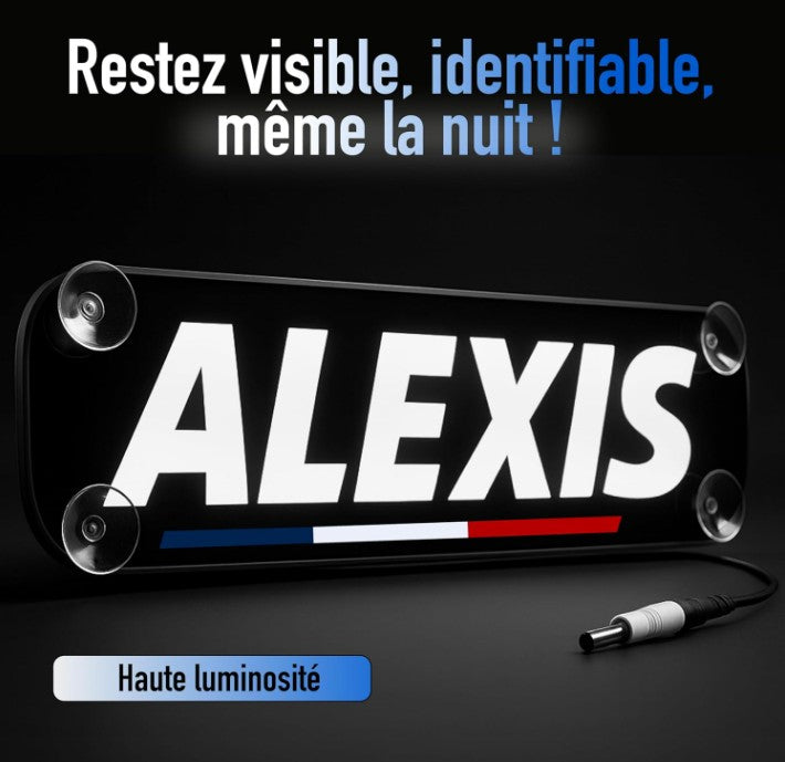 Plaque lumineuse personnalisée pour camion avec prénom