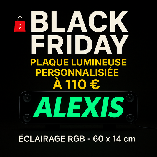 Plaque personnalisée lumineuse Édition RGB black friday